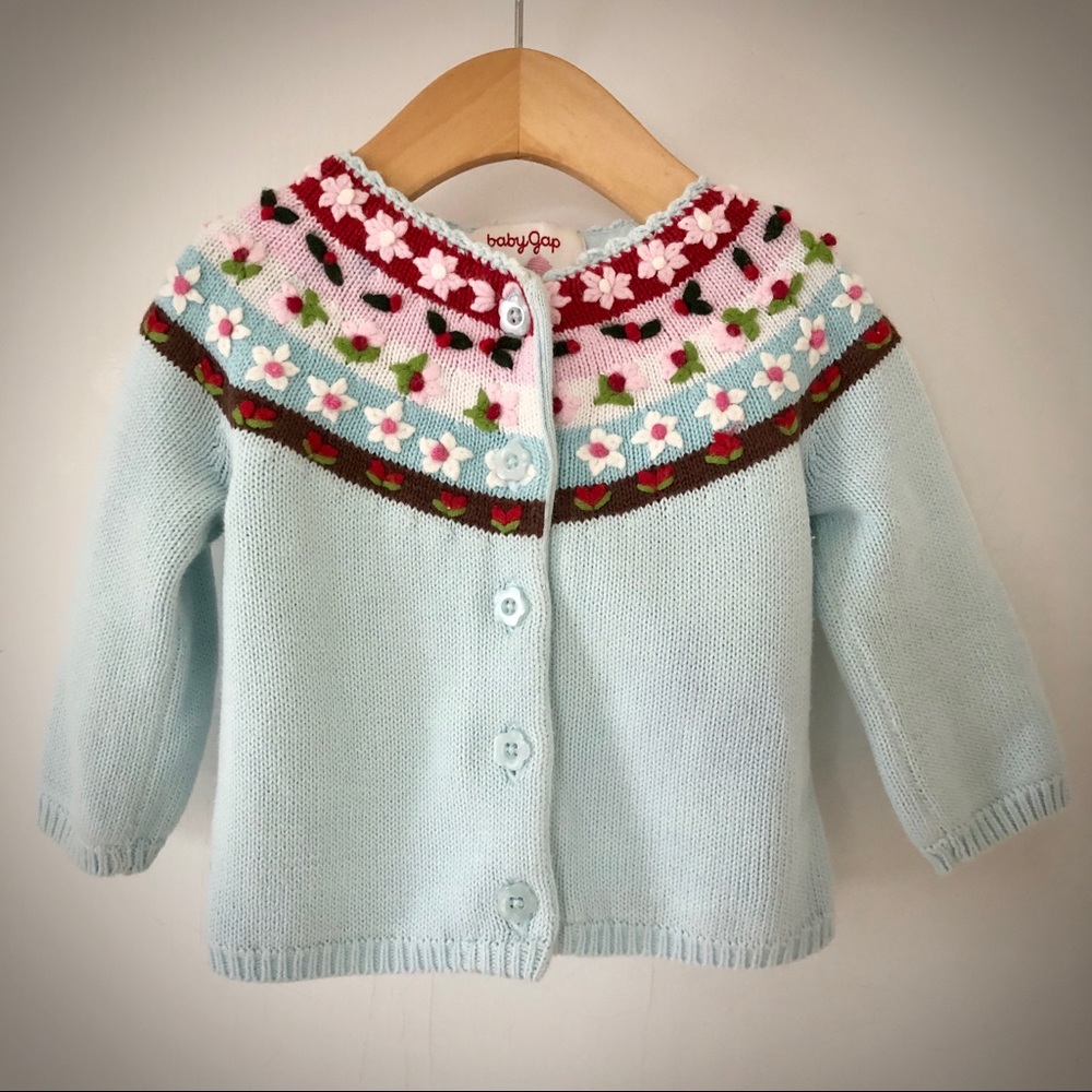 Gap Baby girl blue flower cardigan size 12 Months